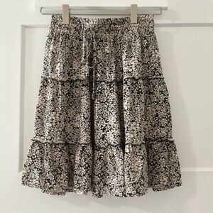 Black and White Tiered Midi Skirt